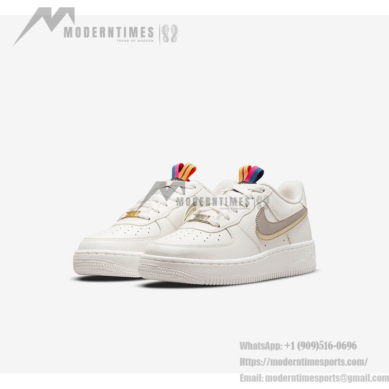 Nike Air Force 1 '07 Low - White Sneakers with Transparent Swoosh and Metallic Accents