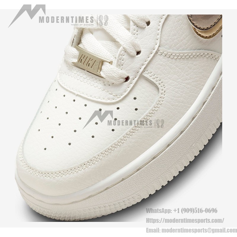 Nike Air Force 1 '07 Low - White Sneakers with Transparent Swoosh and Metallic Accents