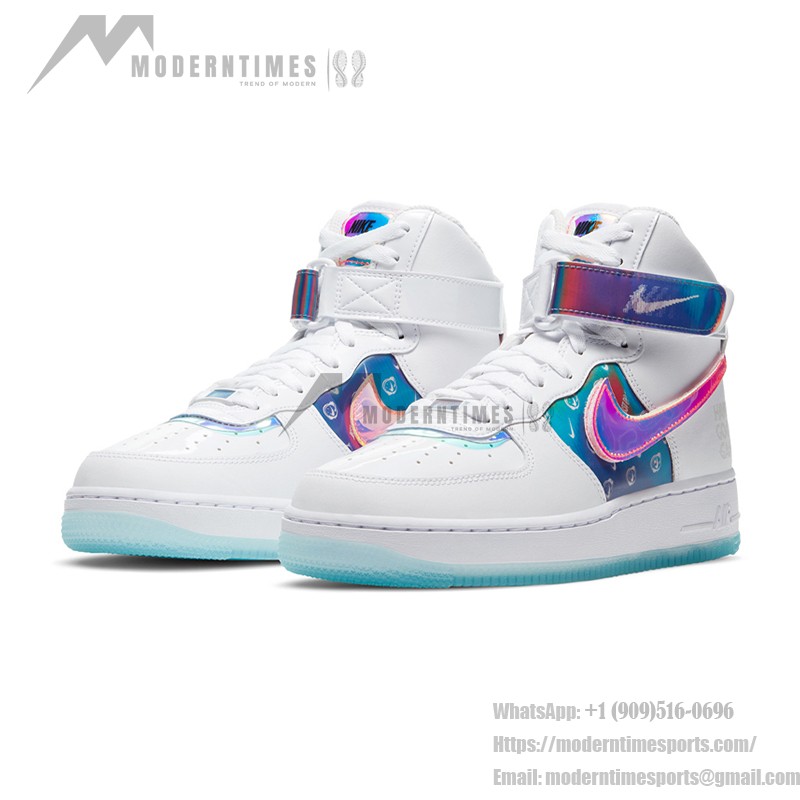 Nike Air Force 1 High "Have A Good Game" DC2111-191 White and Iridescent Sneakers with Gaming-Inspired Design