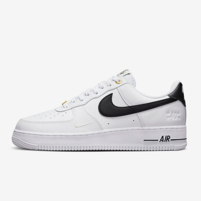 Nike Air Force 1 Low 40th Anniversary - White Sneakers with Black Swoosh & Gold Accents | DQ7658-100