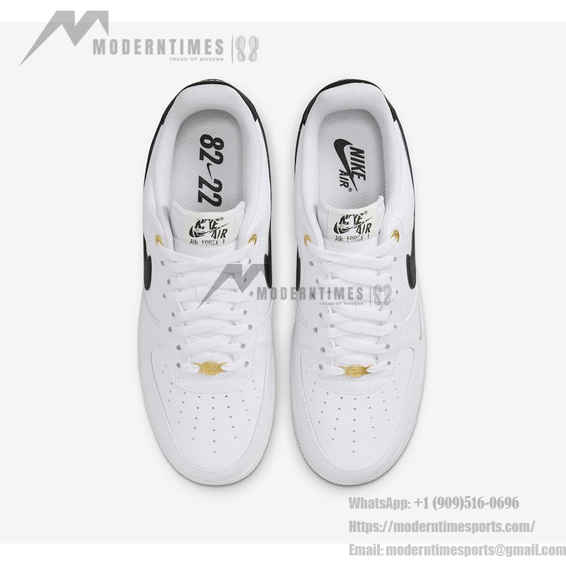 Nike Air Force 1 Low 40th Anniversary - White Sneakers with Black Swoosh and Gold Accents