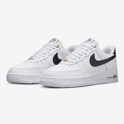 Nike Air Force 1 Low 40th Anniversary - White Sneakers with Black Swoosh & Gold Accents | DQ7658-100