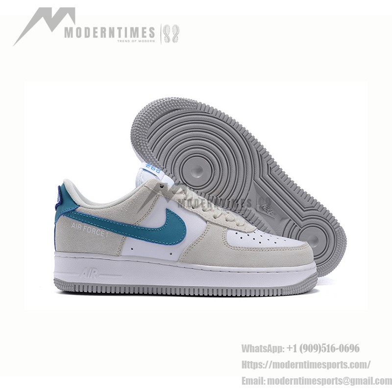 Nike Air Force 1 Low 'Athletic Club' - White & Grey Sneakers with Blue Swoosh for a Retro Look