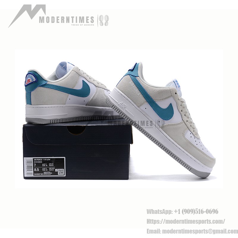 Nike Air Force 1 Low 'Athletic Club' - White & Grey Sneakers with Blue Swoosh for a Retro Look