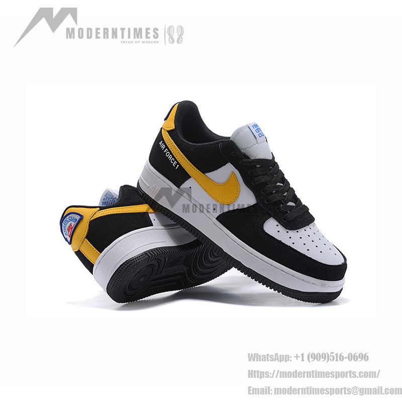 Nike Air Force 1 Low 'Athletic Club' - Black and White Sneakers with Yellow Swoosh