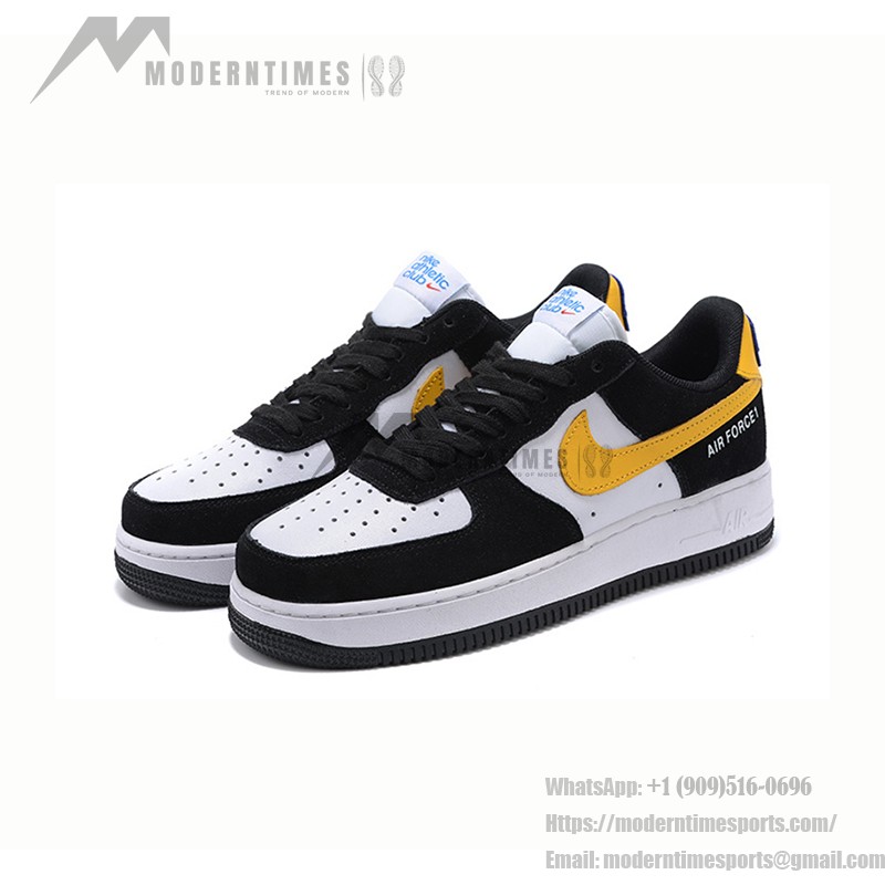 Nike Air Force 1 Low 'Athletic Club' - Black and White Sneakers with Yellow Swoosh