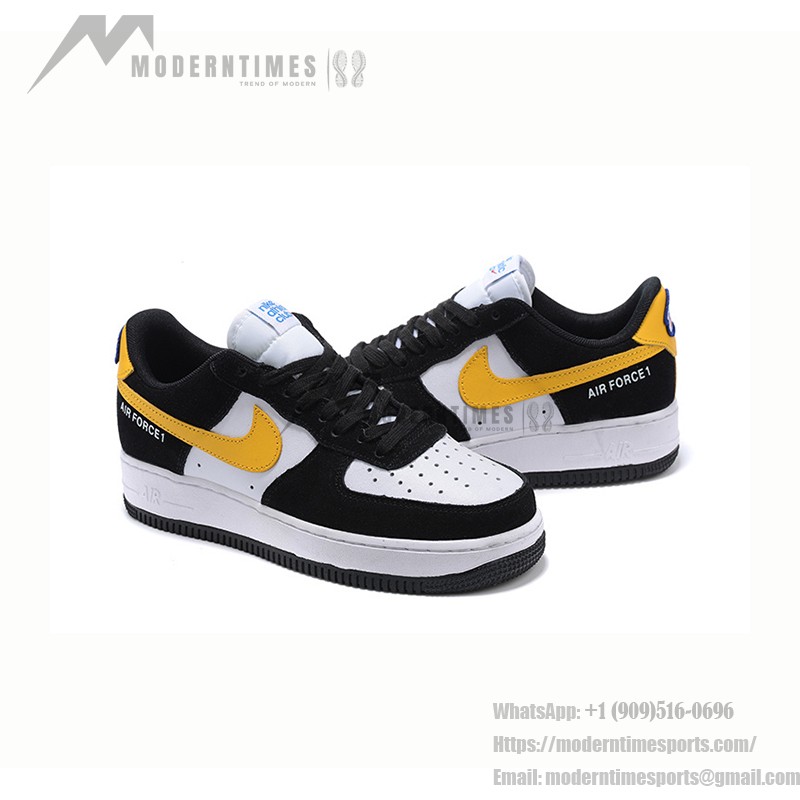 Nike Air Force 1 Low 'Athletic Club' - Black and White Sneakers with Yellow Swoosh