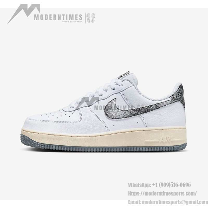 Nike Air Force 1 Low 'Classics' - White Sneakers with Textured Black Swoosh and Off-White Midsole