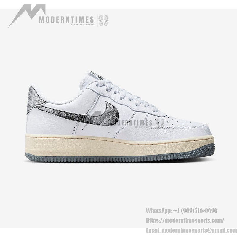 Nike Air Force 1 Low 'Classics' - White Sneakers with Textured Black Swoosh and Off-White Midsole