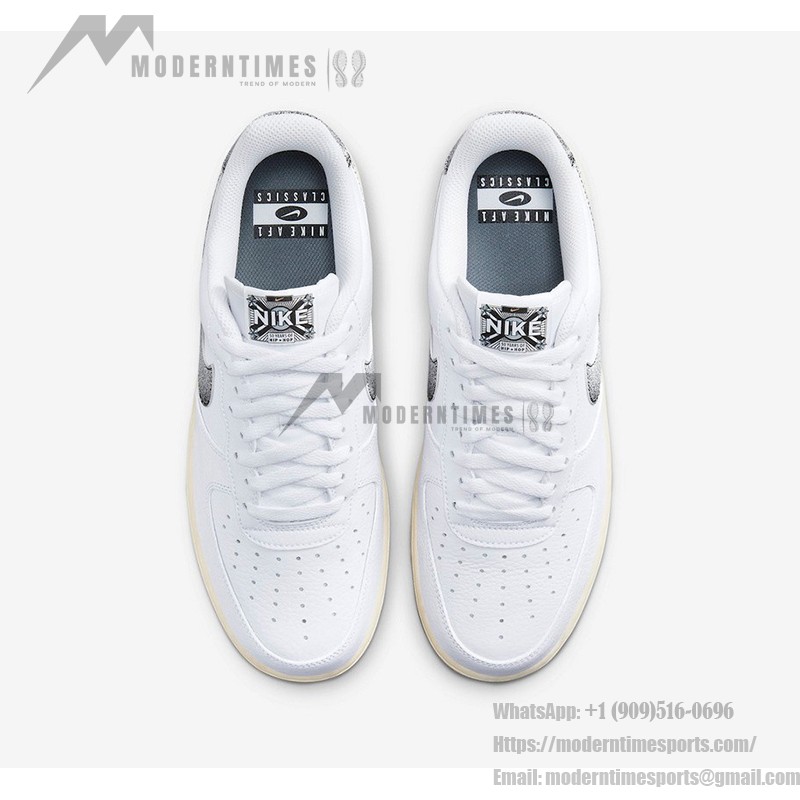 Nike Air Force 1 Low 'Classics' - White Sneakers with Textured Black Swoosh and Off-White Midsole