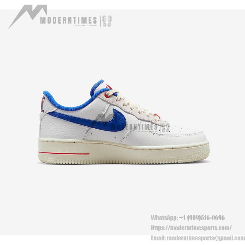 Nike Air Force 1 Low 'Command Force' - White Sneakers with Blue Swoosh & Red Accents