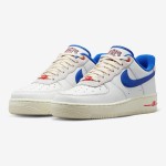 Nike Air Force 1 Low 'Command Force' - White Sneakers with Blue Swoosh & Red Accents