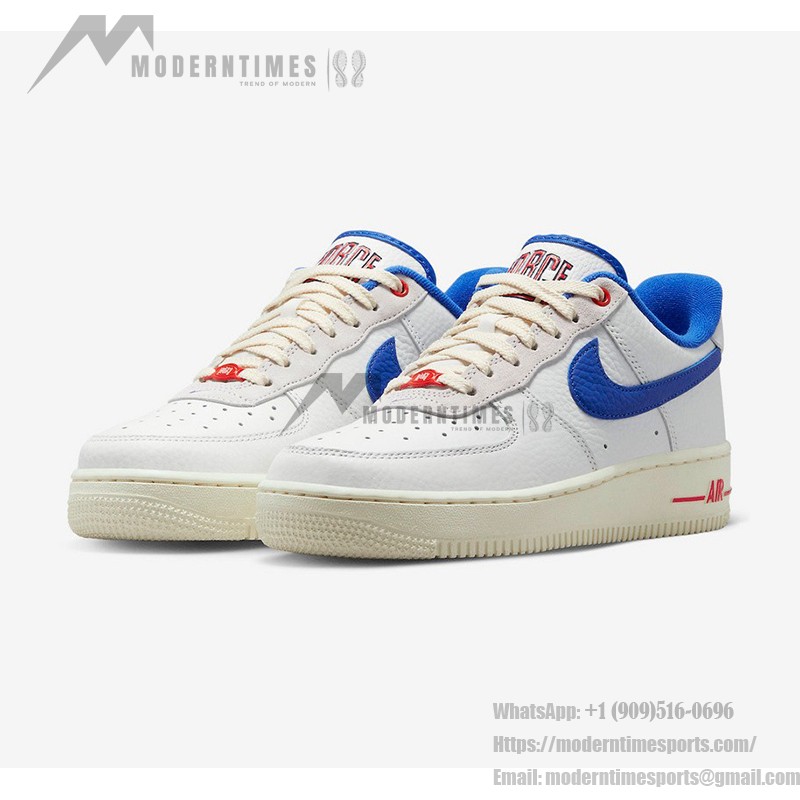 Nike Air Force 1 Low 'Command Force' - White Sneakers with Blue Swoosh & Red Accents