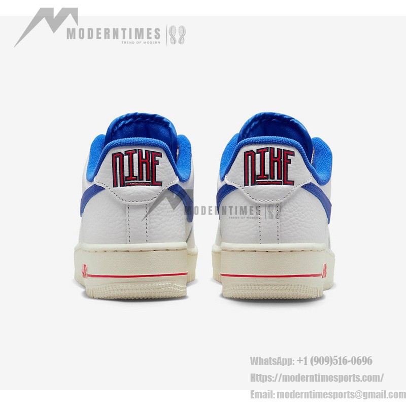 Nike Air Force 1 Low 'Command Force' - White Sneakers with Blue Swoosh & Red Accents