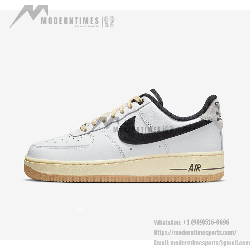 Nike Air Force 1 Low 'Command Force' - White Sneakers with Black Swoosh & Gum Sole