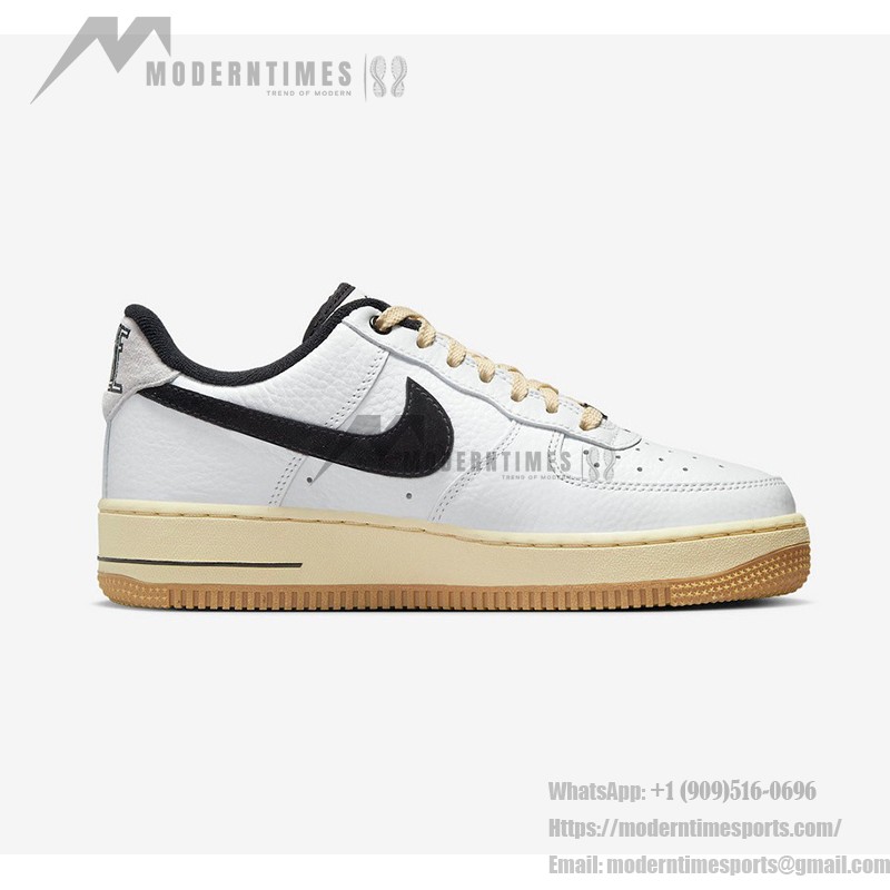 Nike Air Force 1 Low 'Command Force' - White Sneakers with Black Swoosh & Gum Sole