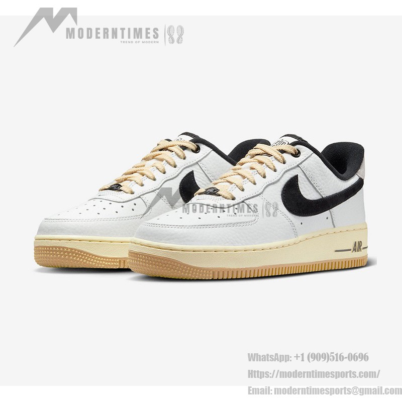 Nike Air Force 1 Low 'Command Force' - White Sneakers with Black Swoosh & Gum Sole