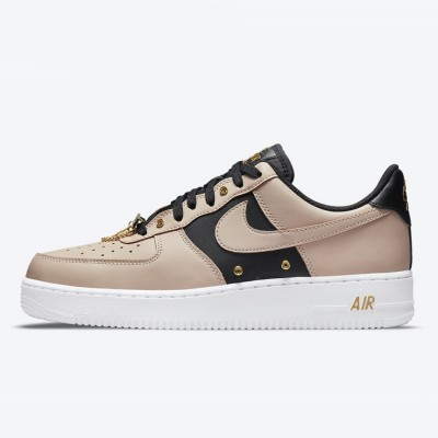 Nike Air Force 1 Low 'Beige & Black with Gold Accents' - Premium Sneakers with Luxurious Design | DA8571-200