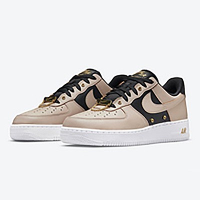 Nike Air Force 1 Low 'Beige & Black with Gold Accents' - Premium Sneakers with Luxurious Design | DA8571-200