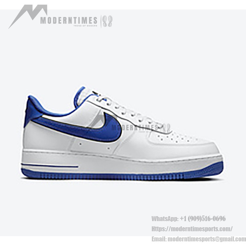 Nike Air Force 1 Low 'White & Game Royal' - Classic White Sneakers with Blue Swoosh