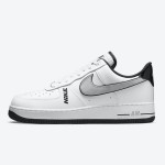 Nike Air Force 1 Low 'White & Metallic Silver' - Classic White Sneakers with Black and Silver Accents