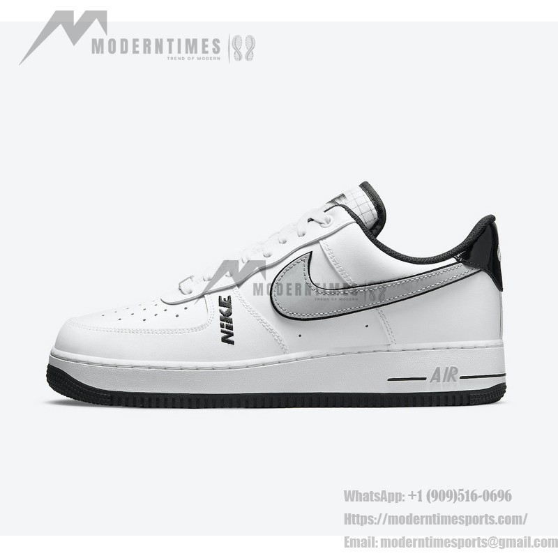 Nike Air Force 1 Low 'White & Metallic Silver' - Classic White Sneakers with Black and Silver Accents