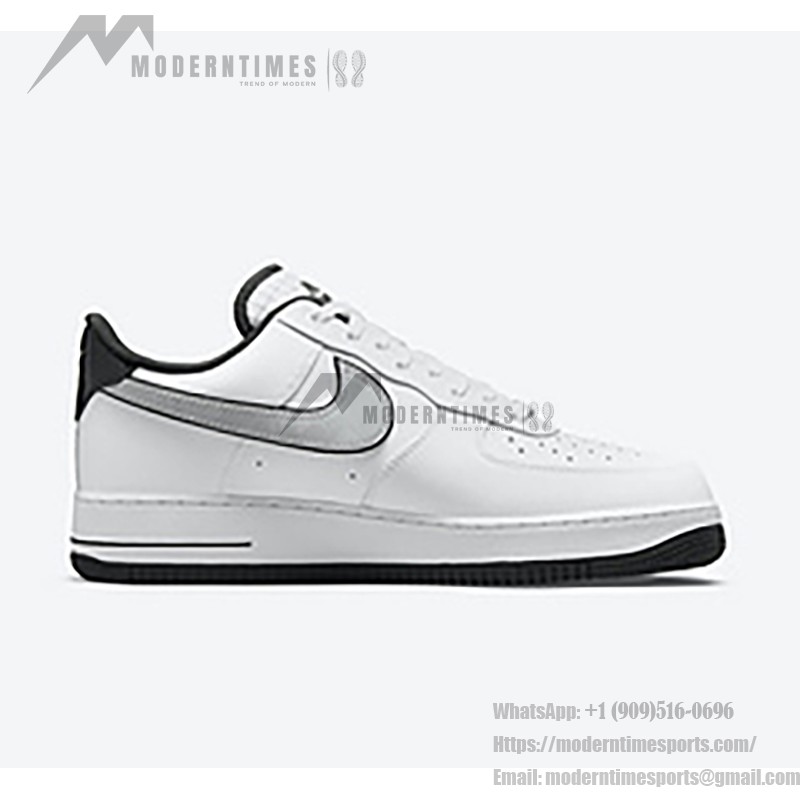 Nike Air Force 1 Low 'White & Metallic Silver' - Classic White Sneakers with Black and Silver Accents