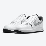 Nike Air Force 1 Low 'White & Metallic Silver' - Classic White Sneakers with Black and Silver Accents