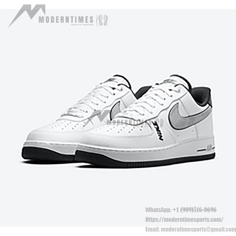 Nike Air Force 1 Low 'White & Metallic Silver' - Classic White Sneakers with Black and Silver Accents