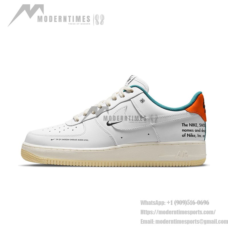 Nike Air Force 1 Low "Next Nature" DM0970-111 오렌지와 그린 포인트가 있는 흰색 스니커즈