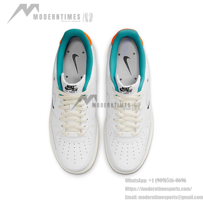 Nike Air Force 1 Low "Next Nature" DM0970-111 오렌지와 그린 포인트가 있는 흰색 스니커즈