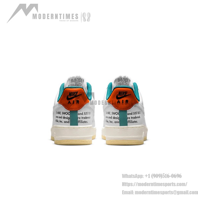 Nike Air Force 1 Low "Next Nature" DM0970-111 오렌지와 그린 포인트가 있는 흰색 스니커즈