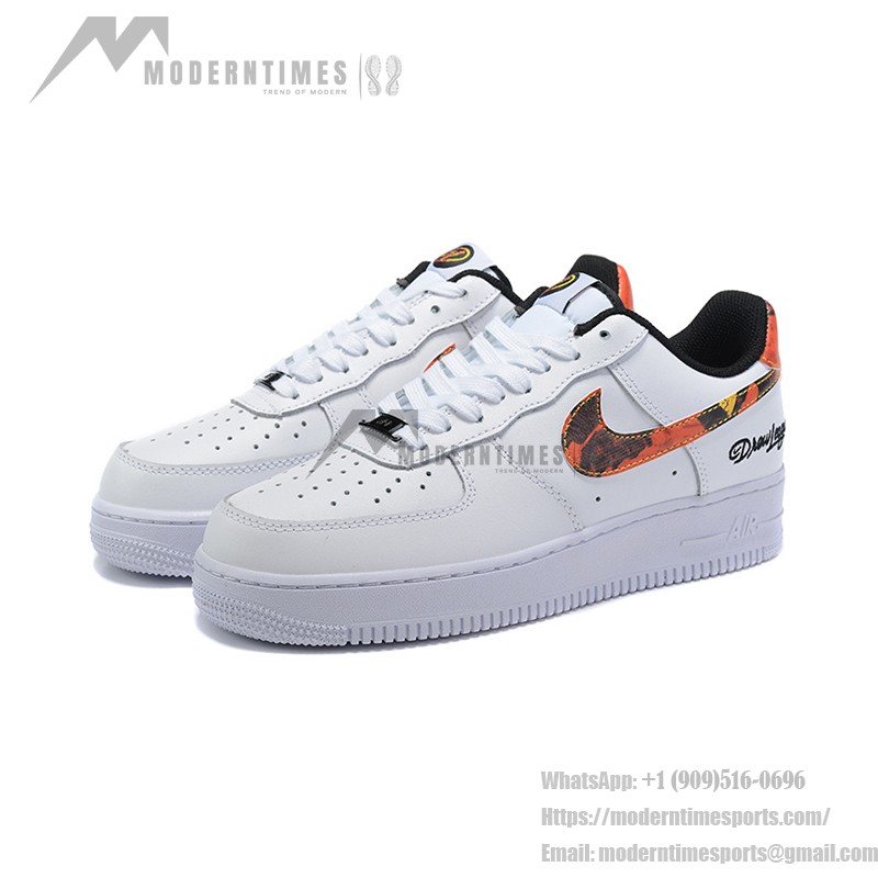 Nike Air Force 1 Low 'Drew League' - White Sneakers with Fiery Swoosh & Drew League Branding