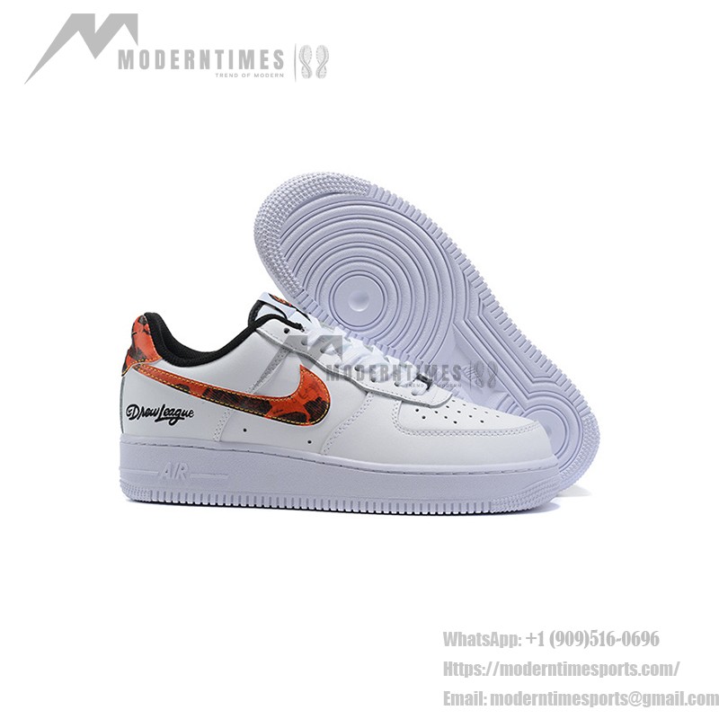 Nike Air Force 1 Low 'Drew League' - White Sneakers with Fiery Swoosh & Drew League Branding