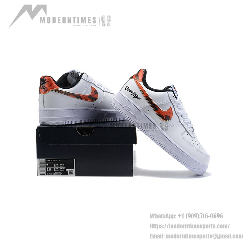 Nike Air Force 1 Low 'Drew League' - White Sneakers with Fiery Swoosh & Drew League Branding