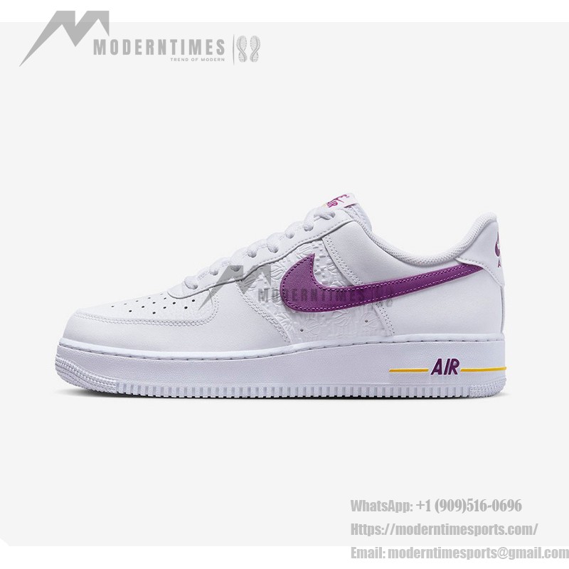 Nike Air Force 1 Low EMB 'Bold Berry' - White Sneakers with Purple Swoosh and Yellow Accents