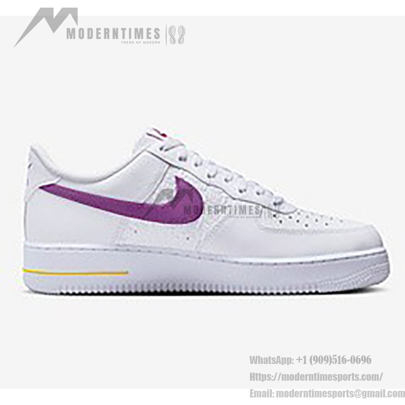 Nike Air Force 1 Low EMB 'Bold Berry' - White Sneakers with Purple Swoosh and Yellow Accents