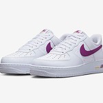 Nike Air Force 1 Low EMB 'Bold Berry' - White Sneakers with Purple Swoosh and Yellow Accents