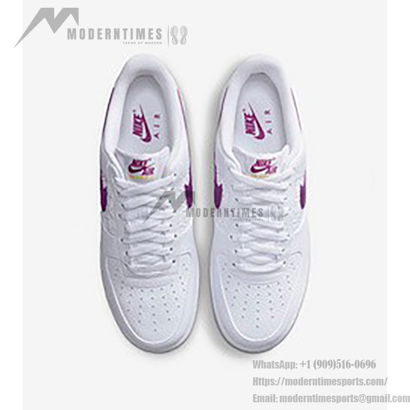 Nike Air Force 1 Low EMB 'Bold Berry' - White Sneakers with Purple Swoosh and Yellow Accents