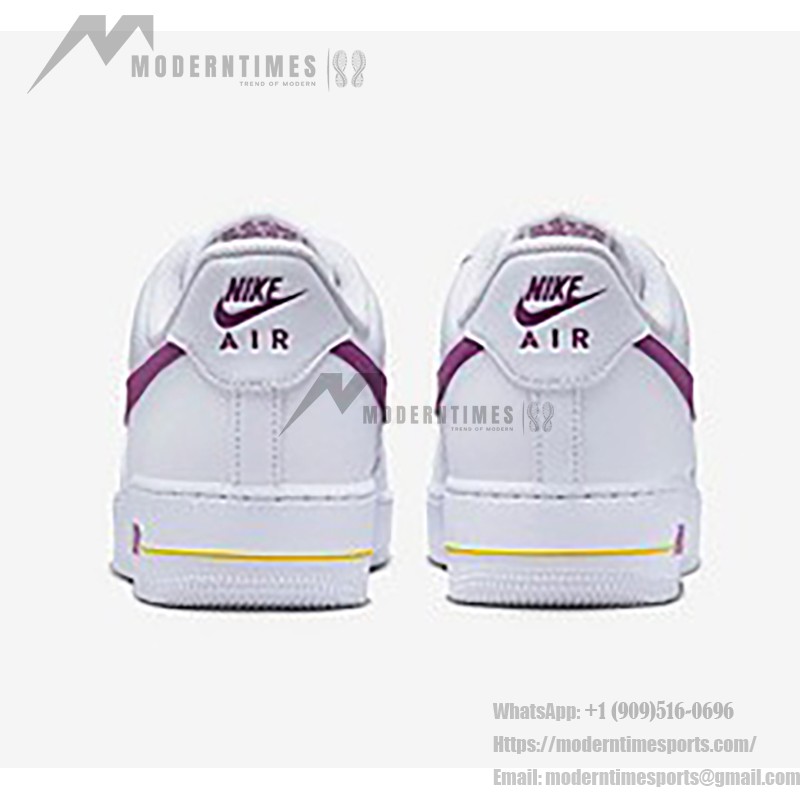 Nike Air Force 1 Low EMB 'Bold Berry' - White Sneakers with Purple Swoosh and Yellow Accents