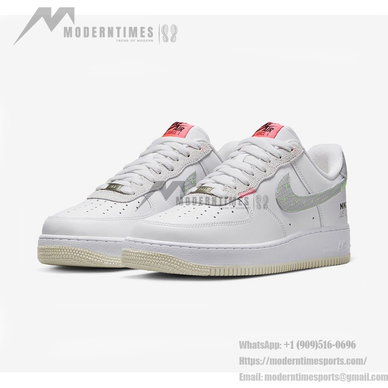 Nike Air Force 1 Low 'Just Do It' - White Sneakers with Neon Swoosh and Signature Branding