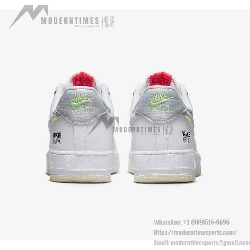 Nike Air Force 1 Low 'Just Do It' - White Sneakers with Neon Swoosh and Signature Branding