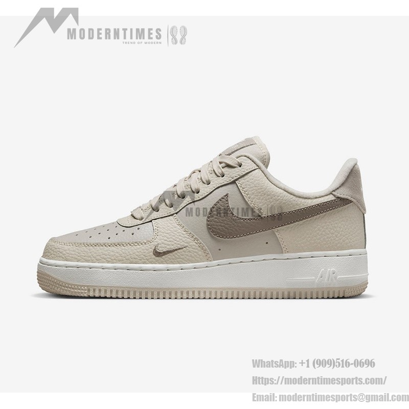 Nike Air Force 1 Low 'Neutral Tone' beige leather sneakers with earthy swoosh for minimalist style