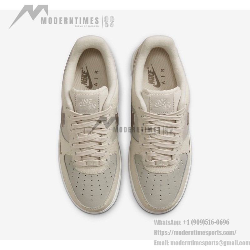 Nike Air Force 1 Low 'Neutral Tone' beige leather sneakers with earthy swoosh for minimalist style