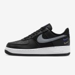 Nike Air Force 1 Low FD0666-001 - ブラックレザーのデュアルグレースウッシュ & ブルーアクセント付きスニーカー