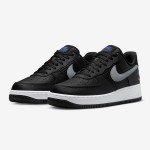 Nike Air Force 1 Low FD0666-001 - ブラックレザーのデュアルグレースウッシュ & ブルーアクセント付きスニーカー