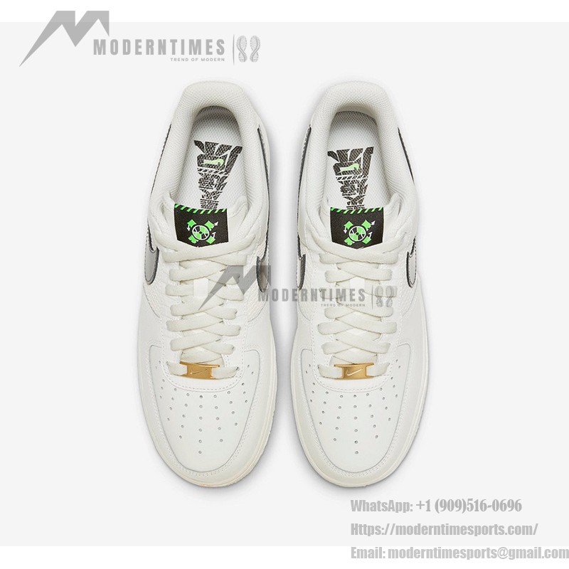 Nike Air Force 1 Low FN8892-191 - 크림색 스니커즈, 텍스처 블랙 스우시와 오렌지 포인트