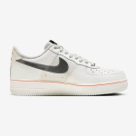 Nike Air Force 1 Low FN8892-191 - 크림색 스니커즈, 텍스처 블랙 스우시와 오렌지 포인트