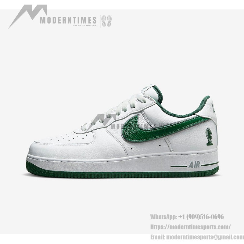 Nike Air Force 1 Low 'Four Horsemen' - White Sneakers with Green Swoosh & Chess Knight Detail