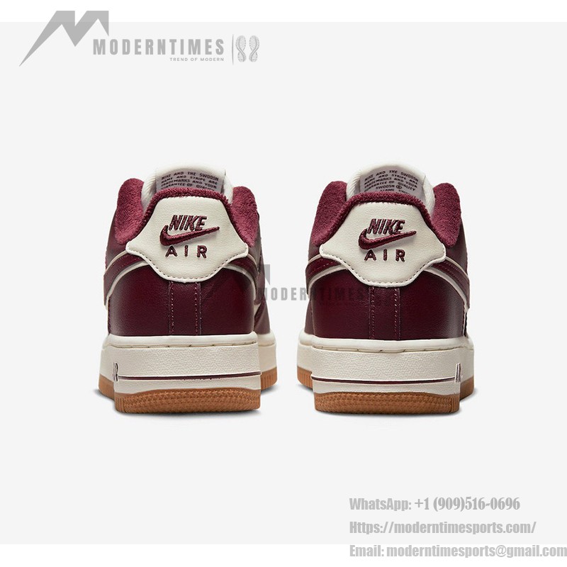 Nike Air Force 1 Low GS DQ5972-100 - Cream and burgundy sneakers with gum sole for stylish streetwear